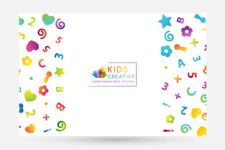Colorful fun letters confetti. vertical borders. Kids creative conceptual vector illustration.のイラスト素材