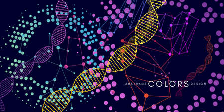 Futuristic style horizontal background. Abstract banner for technology or medical design with scientific decoration elements.のイラスト素材