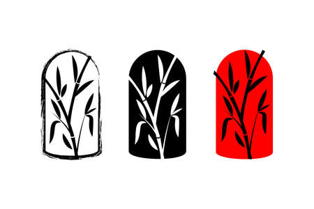 Bamboo emblem collection. Vector isolated decoration elements, labels, icons and signs.のイラスト素材