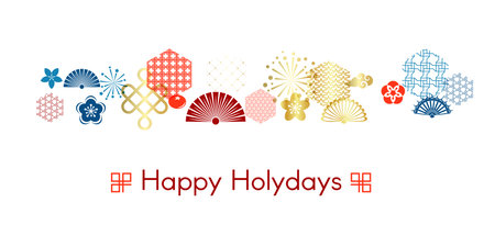 Holiday chinese and asian background with divider from celebration design elements, holiday wishes and chinese characters: blessingのイラスト素材