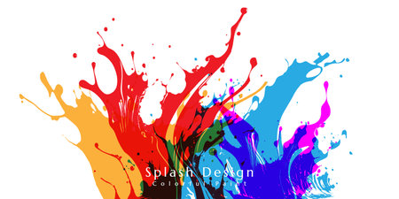 Colorful artistic banner with paint splashes design elements.のイラスト素材
