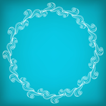 Circle symmetric lacy ornament. Line art border or frame. Vivid background.のイラスト素材