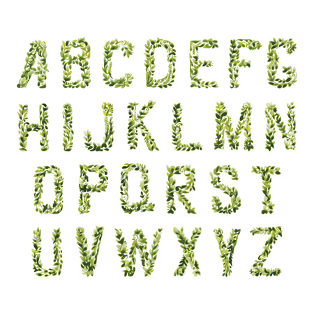 Foliage Decorative Green Fontのイラスト素材