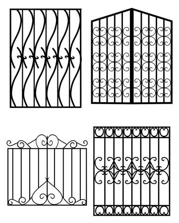 set of silhouettes of wrought iron bars vector illustrationのイラスト素材
