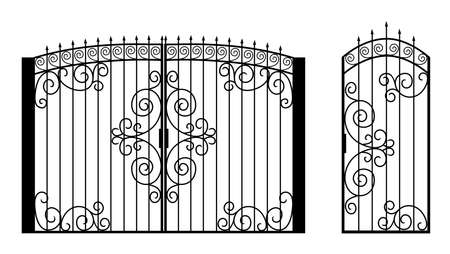 silhouette of a wrought iron gate vector illustrationのイラスト素材