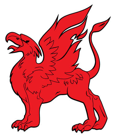 silhouette of a mythical fire Griffin vector illustrationのイラスト素材