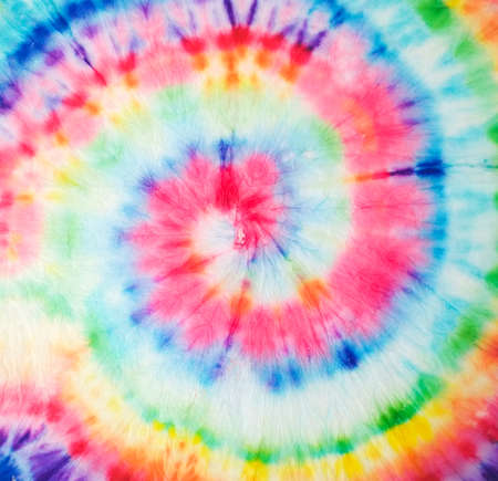 Spiral Pattern. Trendy Fashion Dirty Paint. Tie Dye Striped Pattern. Rainbow Artistic Circle. Tiedye Swirl. Vibrant Spiral Texture. Magic Fantasy Dirty Painting. Artistic Fabric.の写真素材