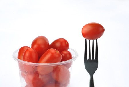 White background of the small tomatoes