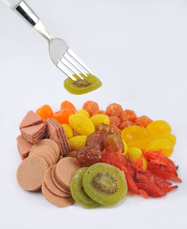 Dried fruits collection on white