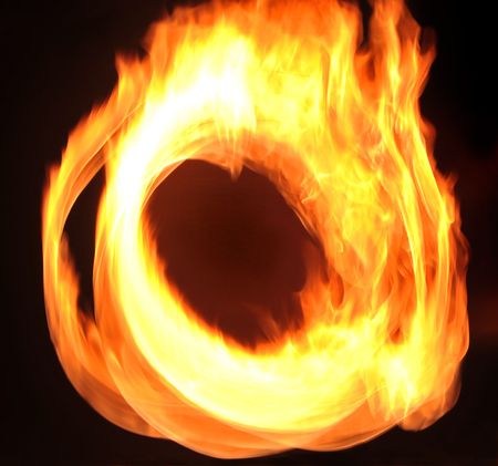 yellow flames on the black backgroundの写真素材