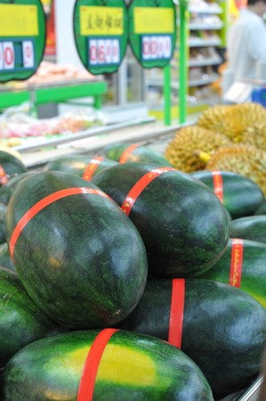 watermelons in the marketの写真素材