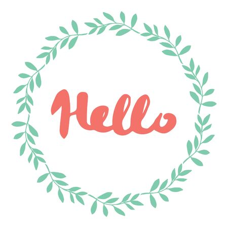 Vector Laurel green Wreath with red word helloのイラスト素材