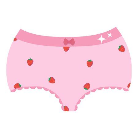 Cute female pink panties with strawberry pattern.のイラスト素材