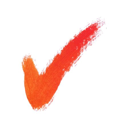 Black ink sketch check mark on watercolor paper. Isolated shape on white background. Aquarelle abstract textured in handmade technique. Vector illustration clip-art elementのイラスト素材