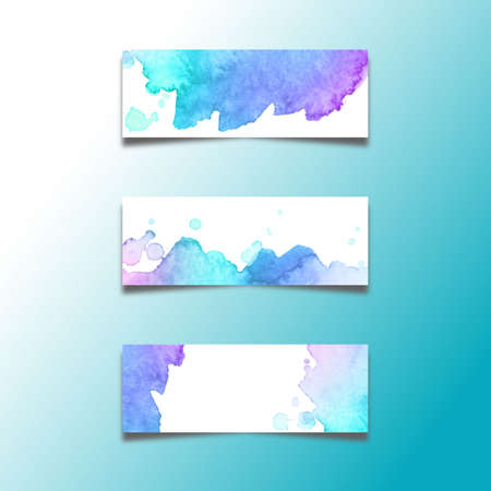 Set of abstract header banners with watercolors stains vectorのイラスト素材