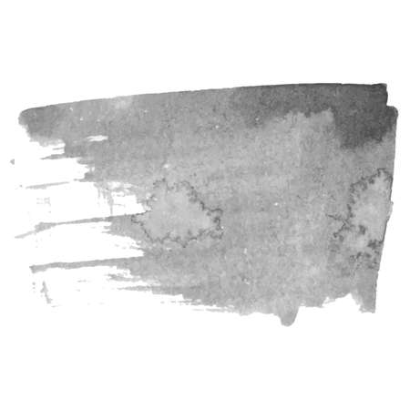 Gray scale vector paper banner label tag with brush stroke hand painted watercolor stain background.のイラスト素材