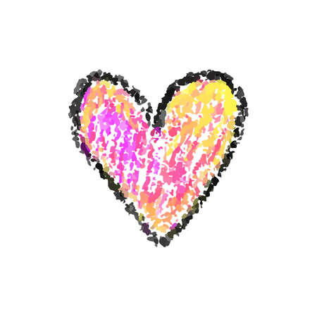 Hand painting love hearts. Colorful crayon hand drawing valentines days design elements, vector background.のイラスト素材