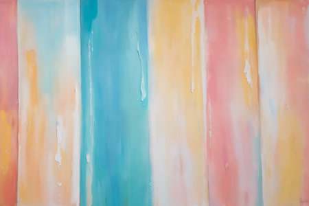Abstract background of multi-colored paint strokes on a wooden wall. AI generatedの素材