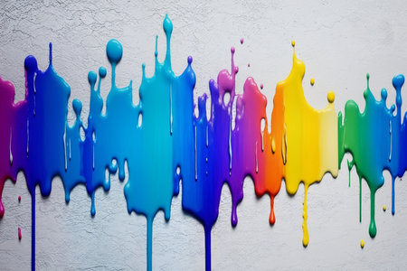 Colorful paint dripping on the wall. Abstract background for design.の素材