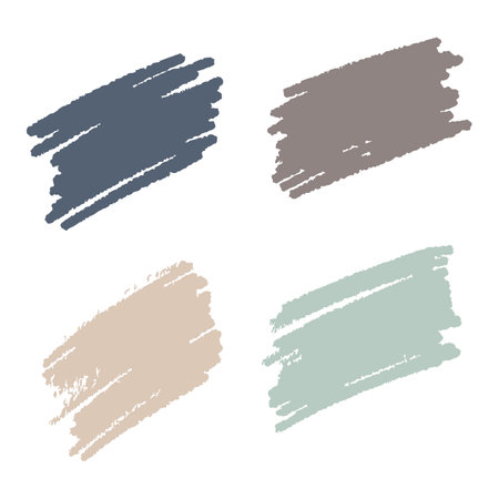 Paint brush strokes stripes collection isolated on white background, pastel colors.のイラスト素材