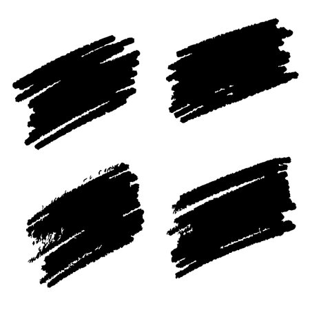 Black Marker Brush Ink Line Stroke Set, Isolated on white background. Grunge Texture.のイラスト素材