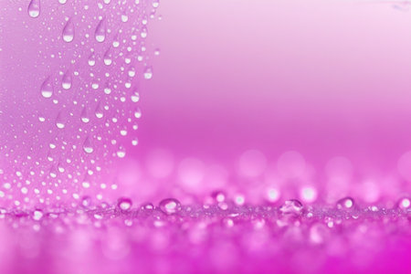 Water drops on a pink background. Shallow depth of field.の素材