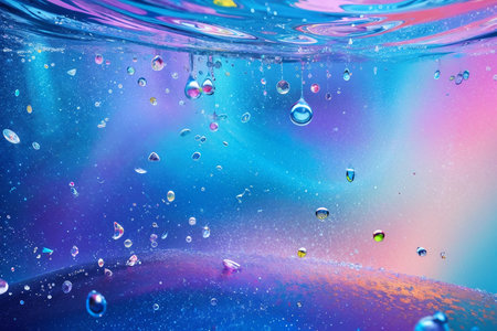 Colorful abstract background with water drops and rainbow colors. copyspace.の素材