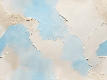 abstract background of blue and beige paint on a white wallの素材