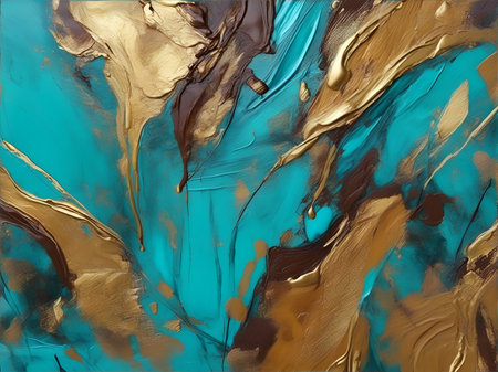 Abstract background with gold and blue oil paint. Texture of oil paint. AI generatedの素材