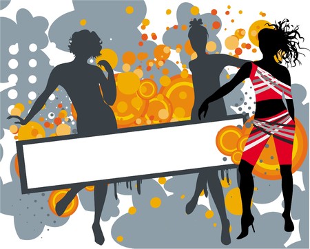 Girl with banner urban styleのイラスト素材