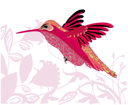Background with flowers and hummingbirdのイラスト素材