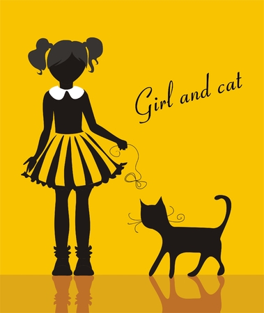 Girl with catのイラスト素材