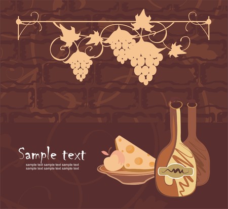 Background with wine, cheese and winegrapesのイラスト素材