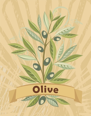 vintage card with oliveのイラスト素材