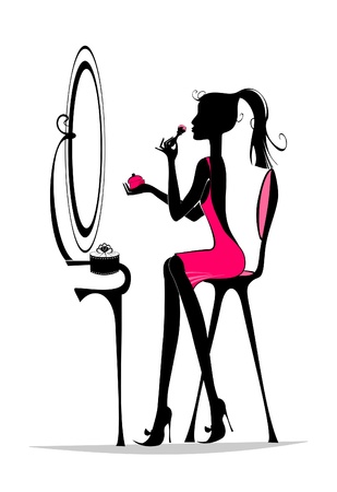 Fashion girl at homeのイラスト素材