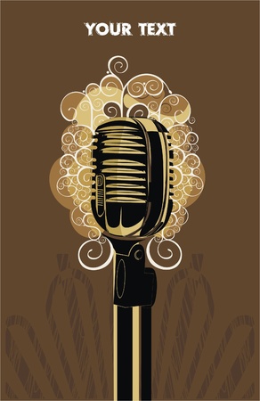 background with retro microphone and abstract patternのイラスト素材