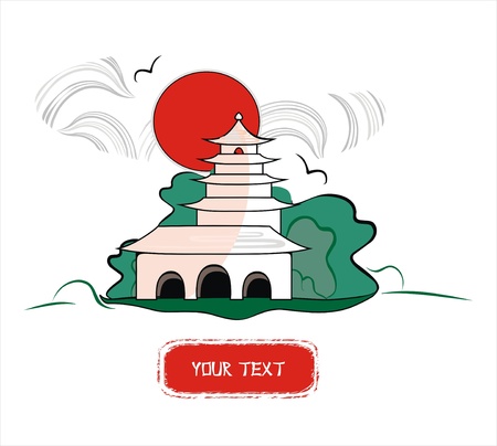  background with an asian monasteryのイラスト素材