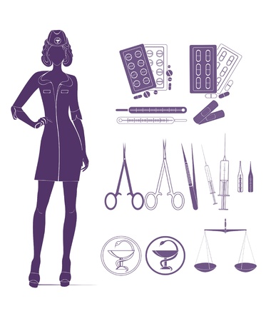 Nurse and medical toolsのイラスト素材