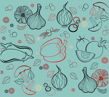 vegetables -vector background のイラスト素材