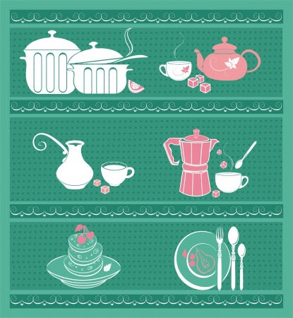 vector background - kitchen utensilsのイラスト素材