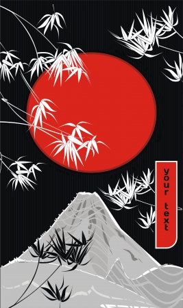 asian background with Fudji mountainのイラスト素材
