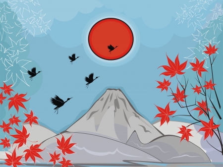 autumn in Japan - vector backgroundのイラスト素材