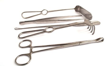 surgical instruments on  white backgroundの写真素材
