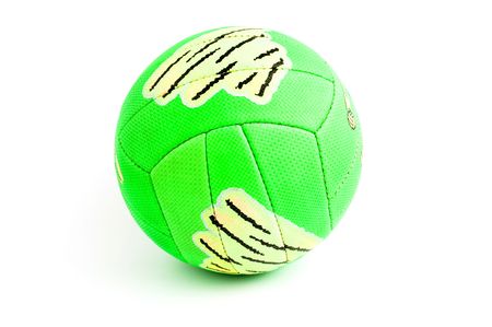 Green volleyball ball on a white backgroundの写真素材