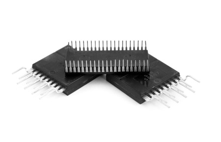 Microcircuit on a white backgroundの写真素材