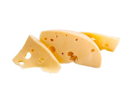 Dutch cheese on a white backgroundの写真素材