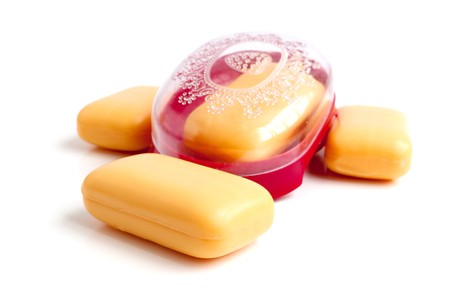 yellow soap on a white background