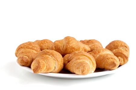 croissants on a white backgroundの写真素材