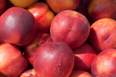 background of ripe, juicy peach redの写真素材