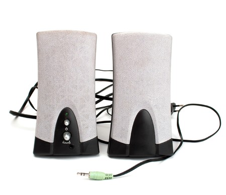 Sound speaker on a white backgroundの写真素材